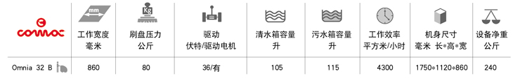 洗地机Omnia32B配置参数